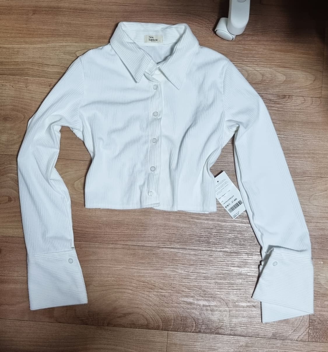 코듀로이 긴팔 크롭 셔츠s 화이트 상품이미지1