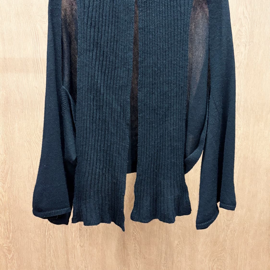 요지 야마모토 울 니트 볼레로 가디건 드레이프 드롭 숄더 디테일 블랙 상품이미지5