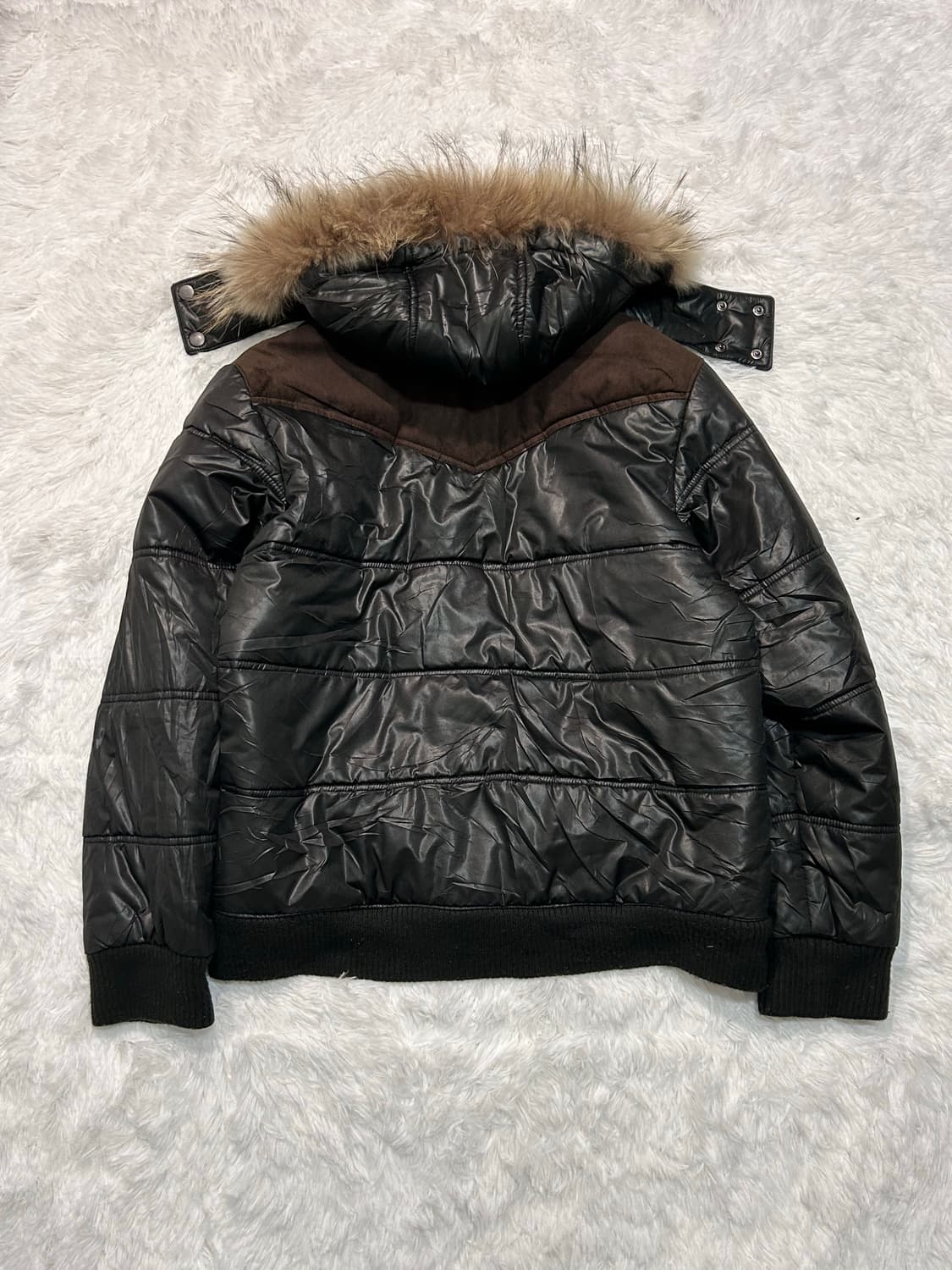 western suade patch hood fur padding 상품이미지2