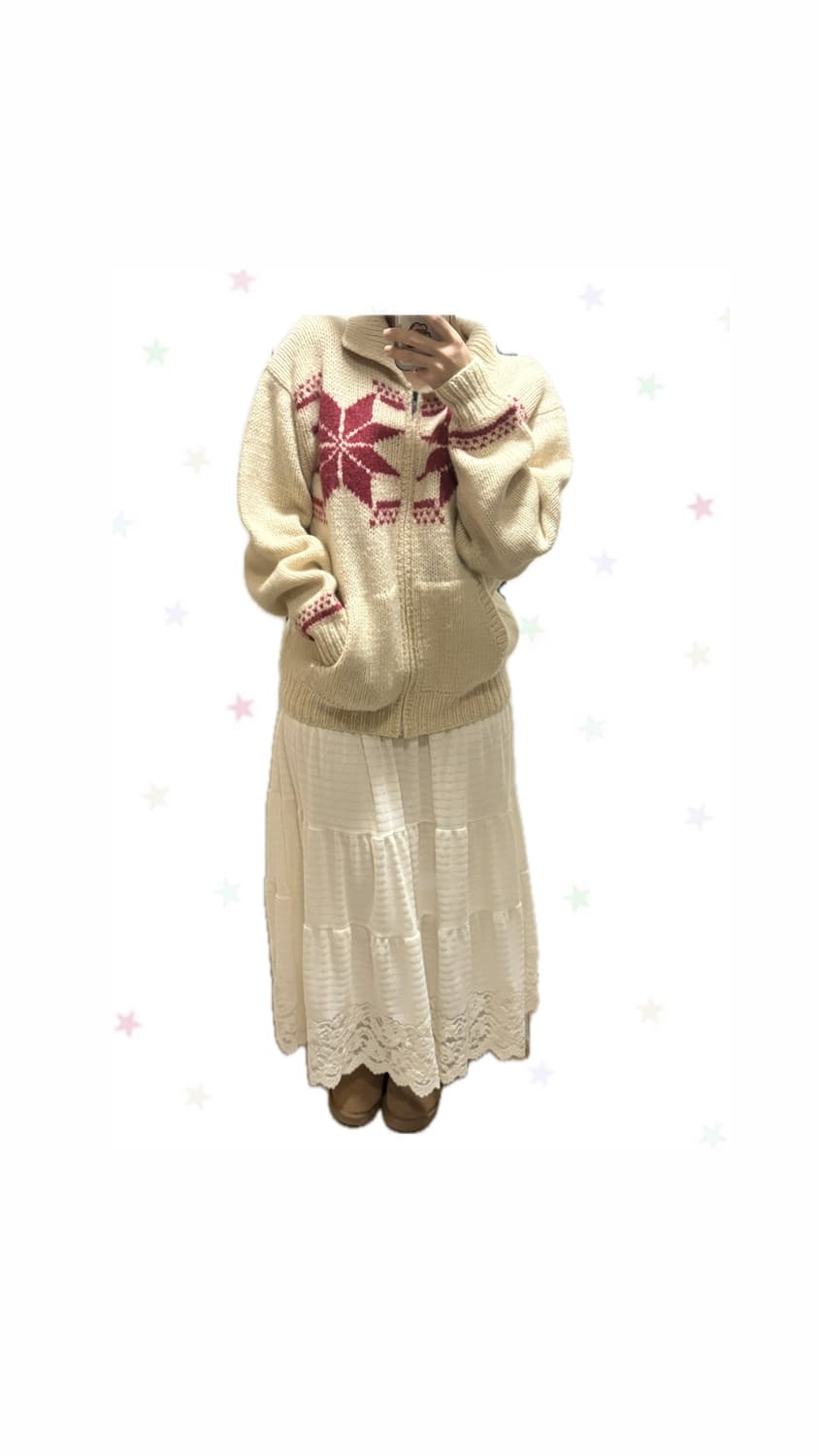 체리맛 눈꽃 니트집업 상품이미지3