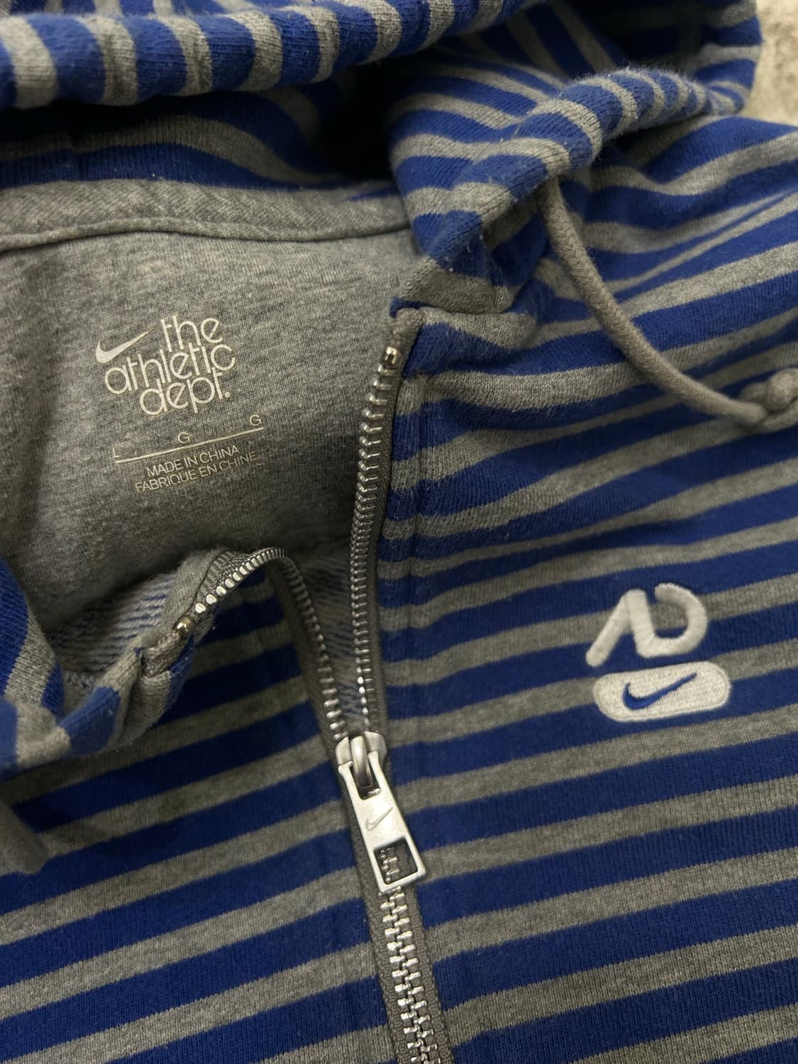 [L]나이키 스트라이프 후드집업/그레이 블루 상품이미지5
