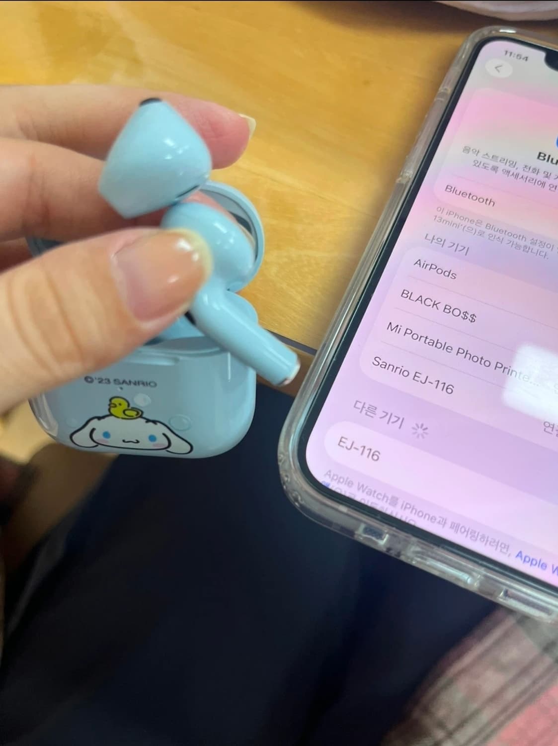 미니소 산리오 블루투스 무선이어폰 시나모롤/쿠로미 상품이미지4