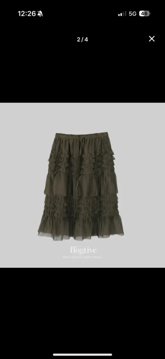 플로티브 캉캉 시스루 스커트 카키 상품이미지2
