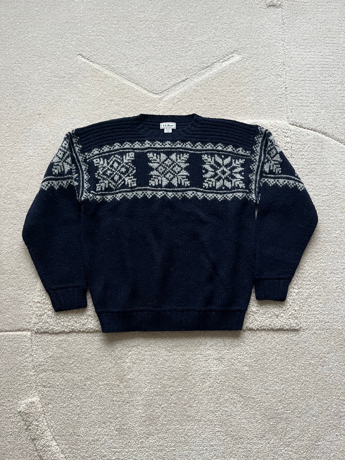 90s 엘엘빈 노르딕 스노우플레이크 100% 울 니트 스웨터 (105) 상품이미지2