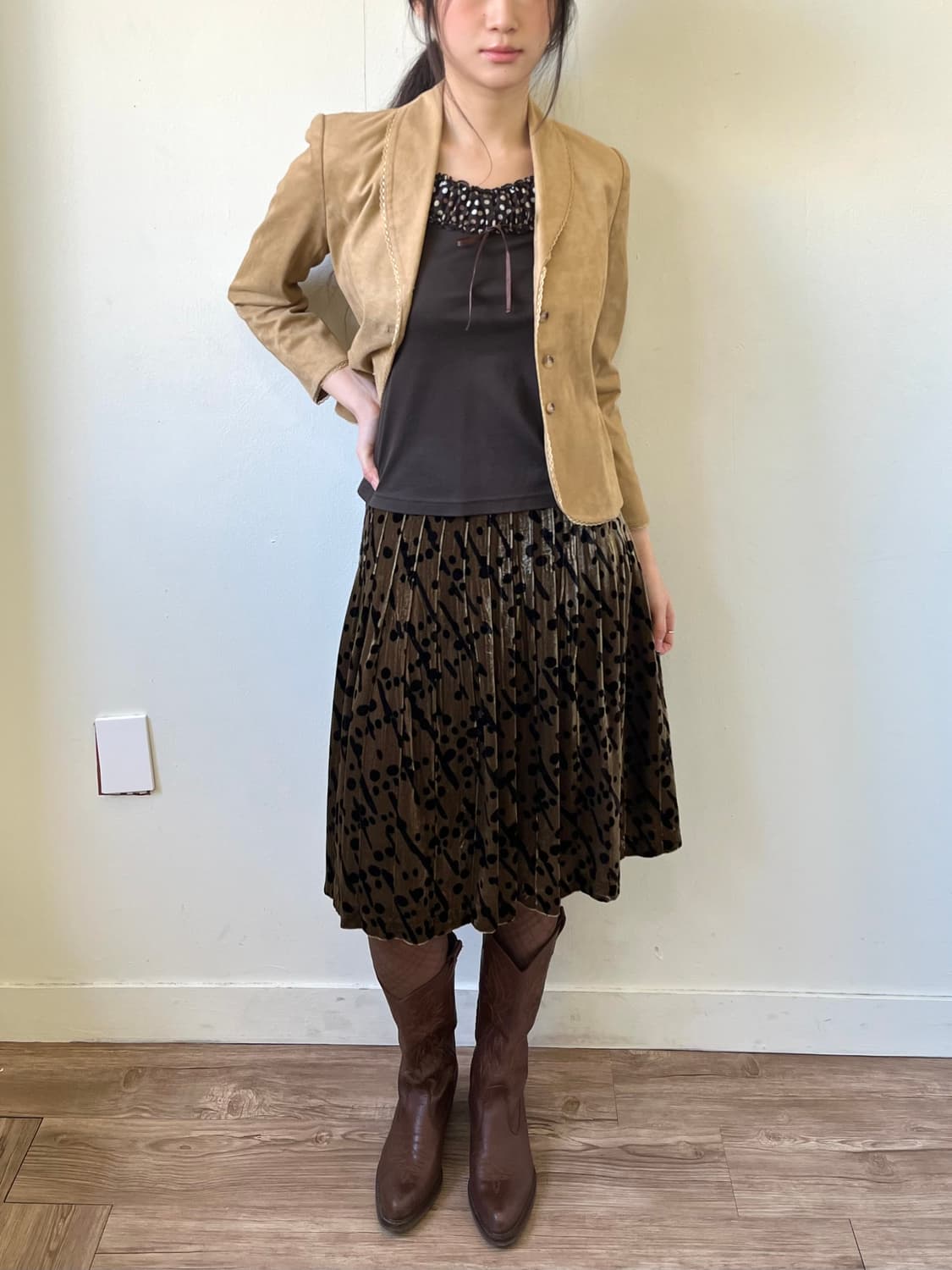 Chris montez 브라운 도트 탑 상품이미지6