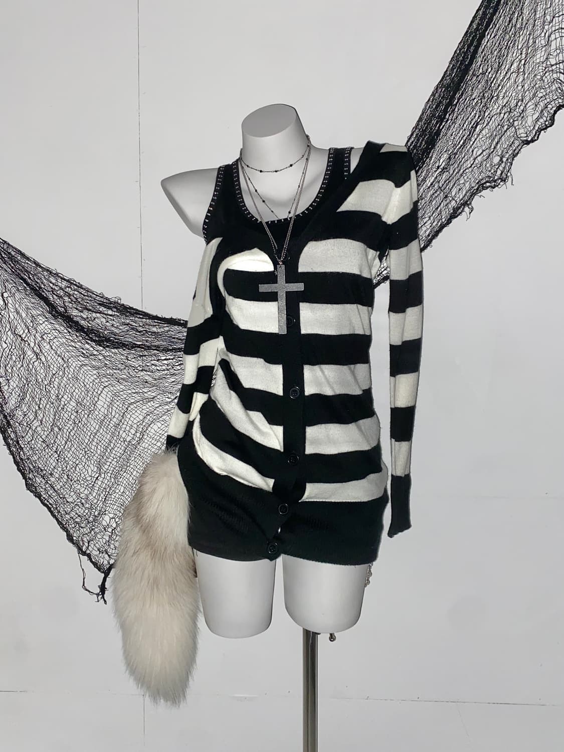 갸루 오프숄더 가디건 세트 ໒꒱ 상품이미지1