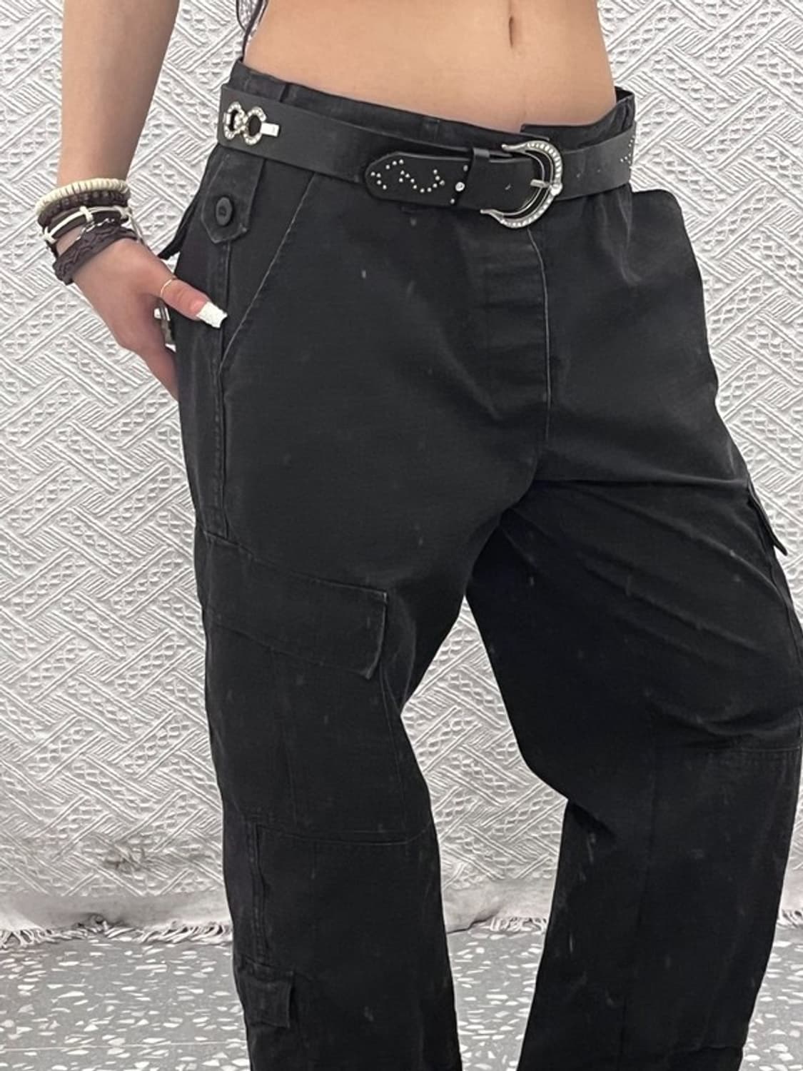 빈티지 웨스턴 락시크 펑크 큐빅 스터드 벨트 C10449 상품이미지2