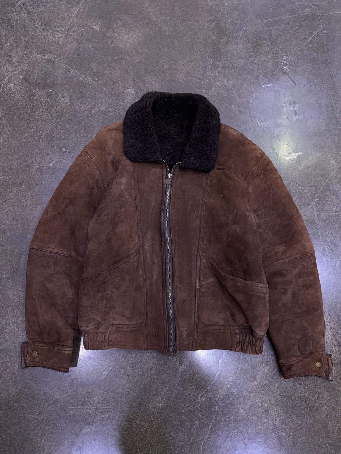 라인 어페럴 양가죽 양털 빈티지 무스탕 자켓 브라운 L 상품이미지1