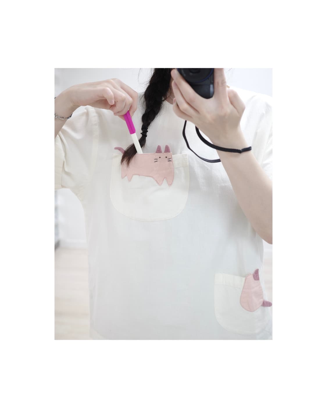 Cutie cats ivory blouse 상품이미지5