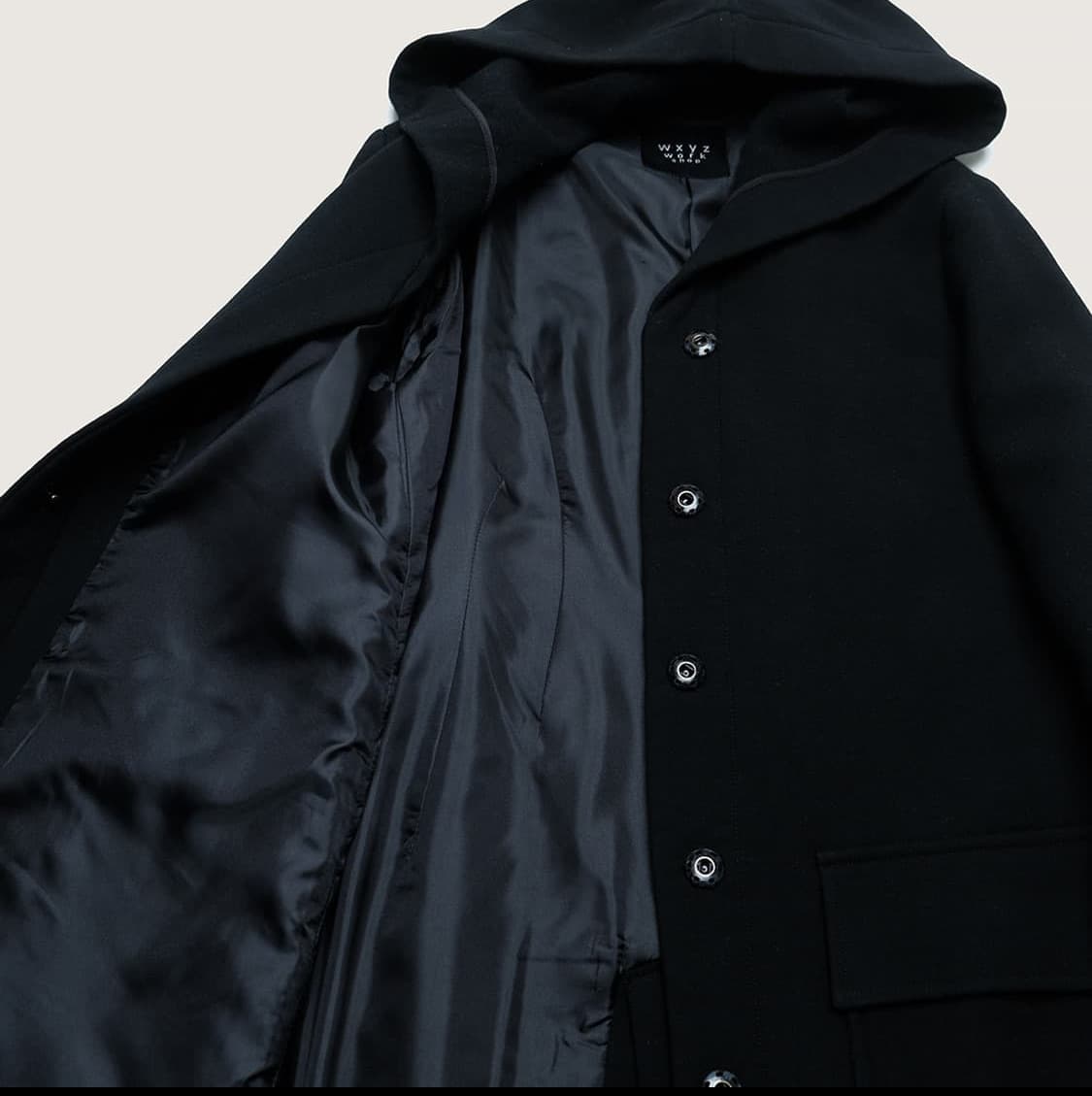 요지야마모토 후드 롱 울 코트 상품이미지3