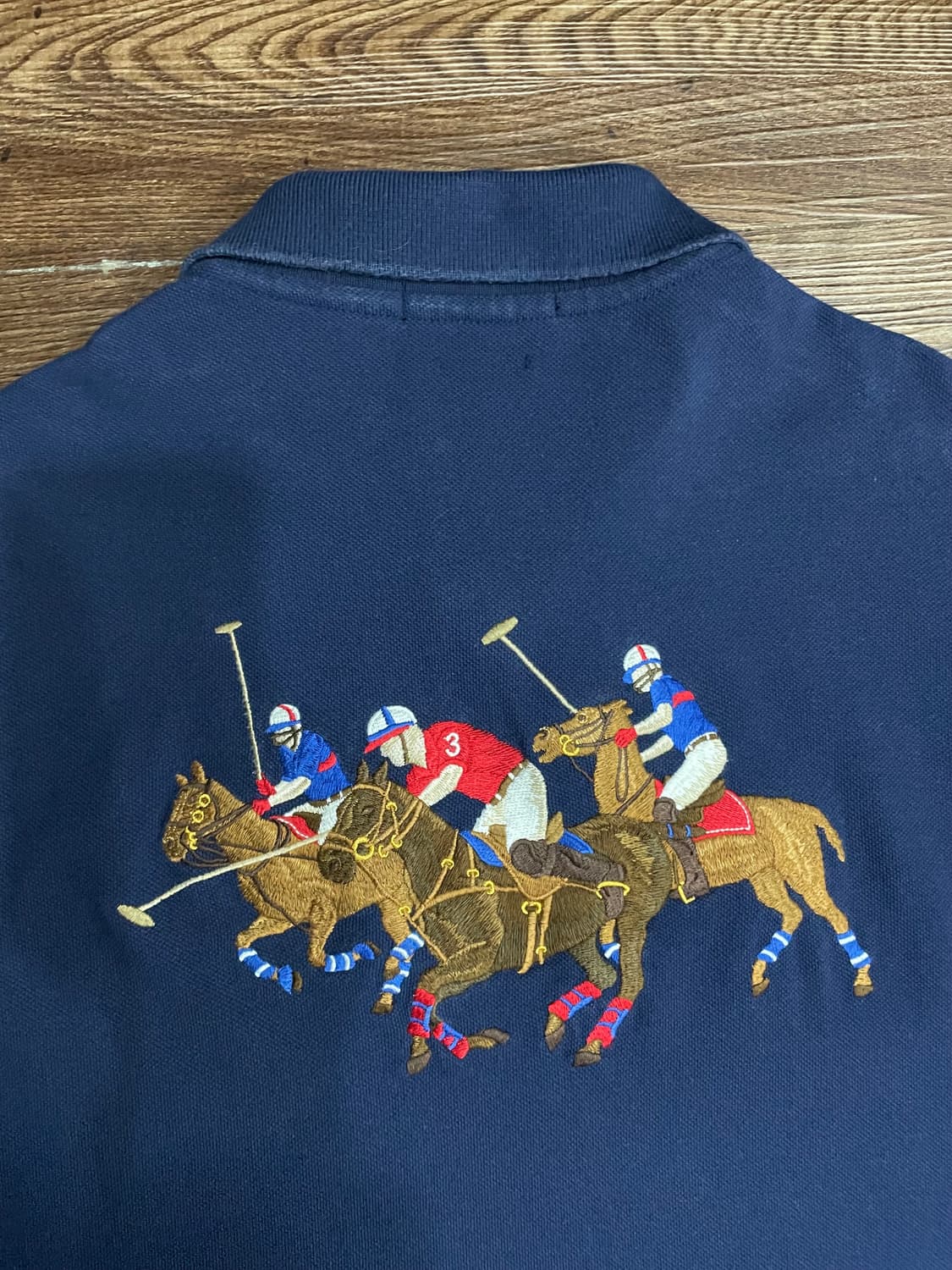 폴로 랄프로렌 자수 트리플포니 커스텀 슬림핏 PK 카라티 네이비 상품이미지8