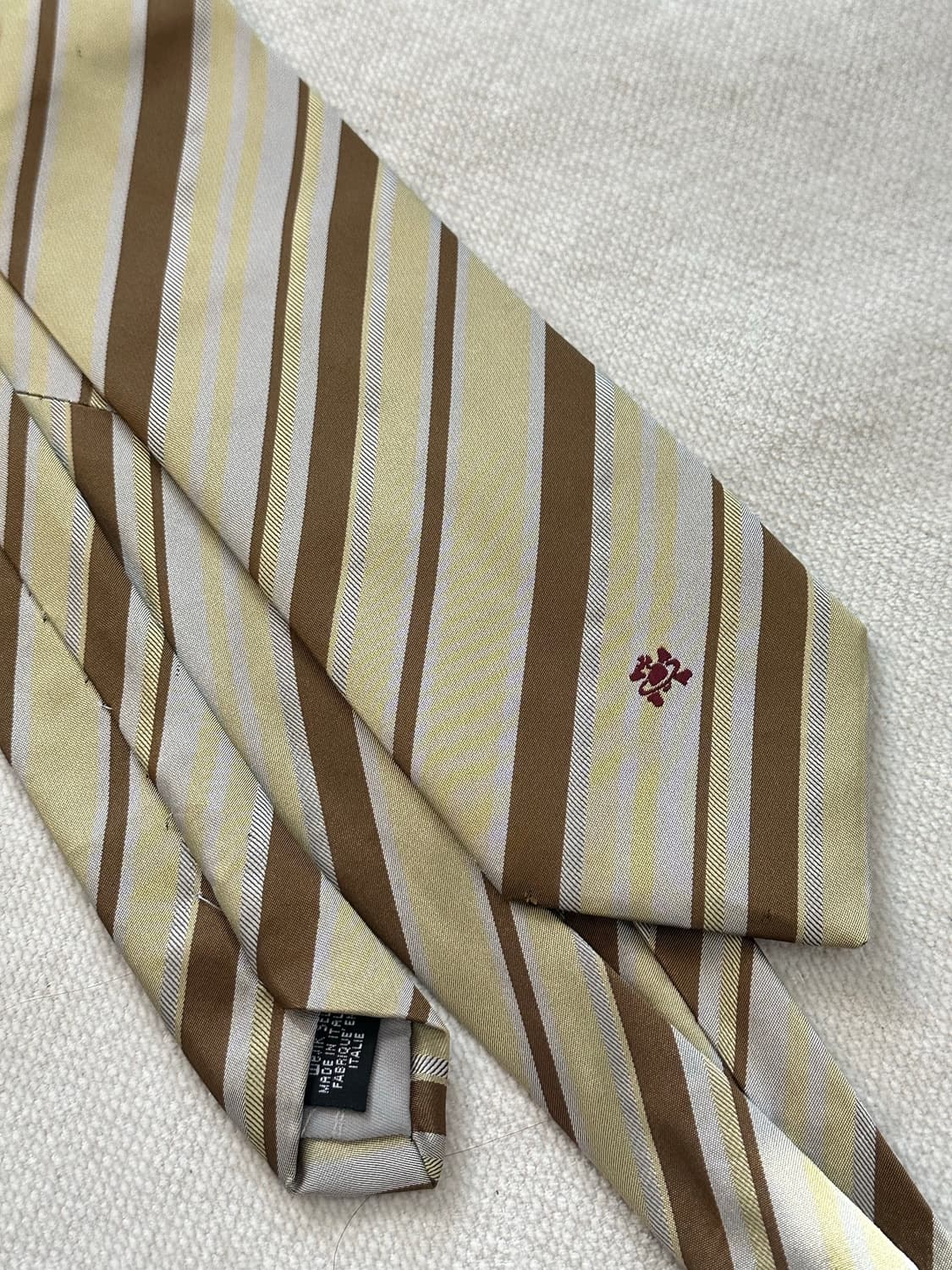 비비안웨스트우드 스트라이프 해골 ORB 베이지 실크 넥타이 상품이미지1