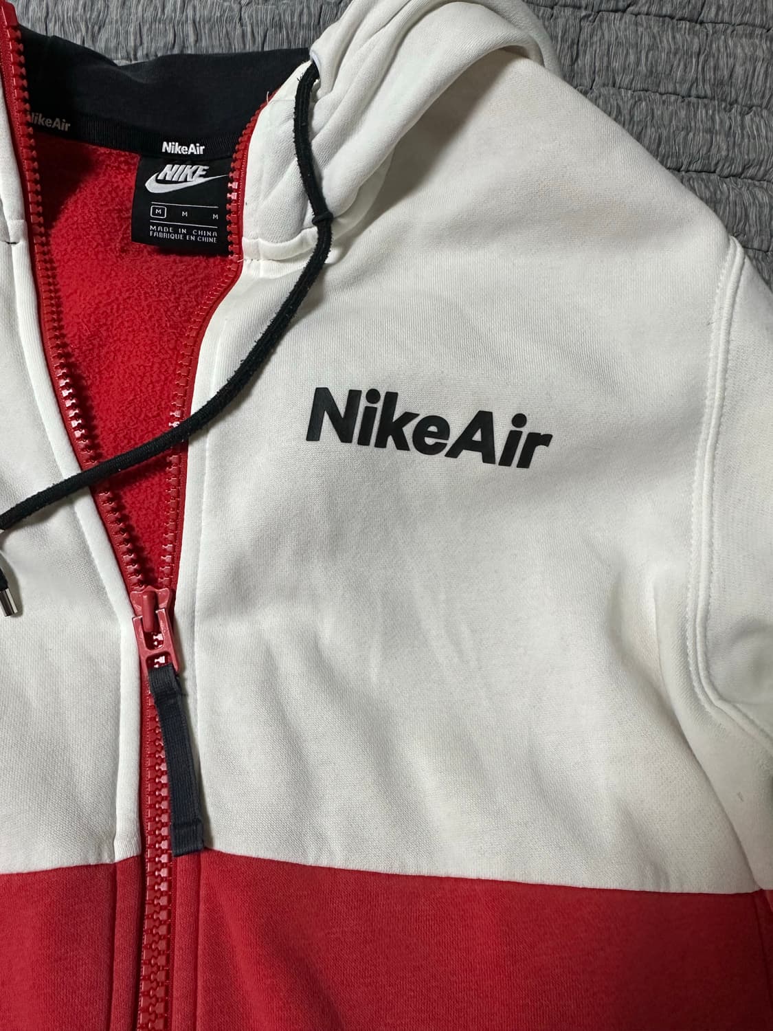 나이키 에어 화이트/레드 컬러 블록 후드집업 상품이미지4