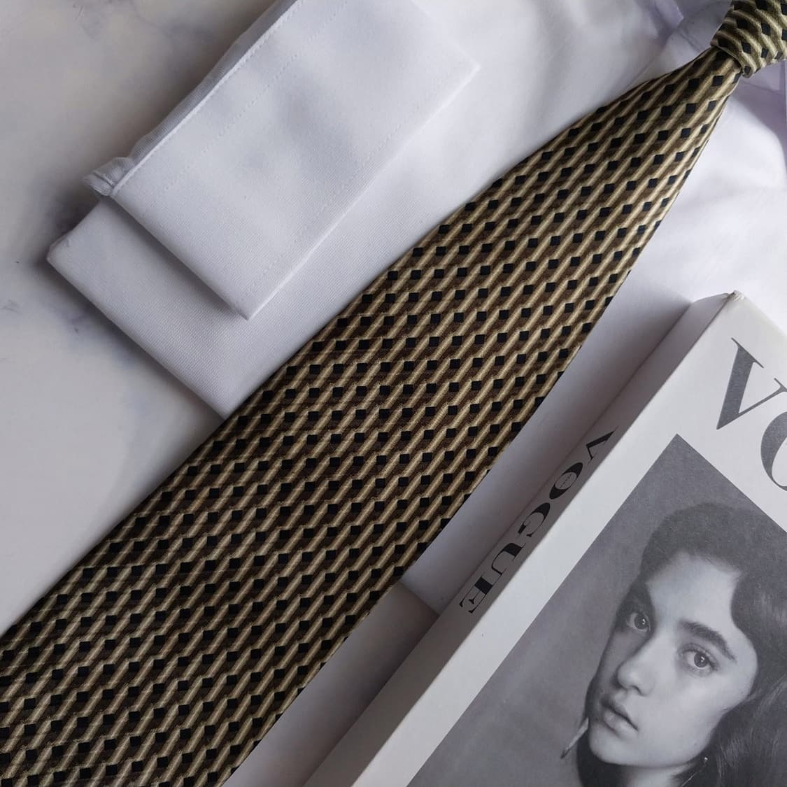 피에르 발망 실크 브라운 기하 패턴 넥타이 9.8cm A+등급 K2574 상품이미지6