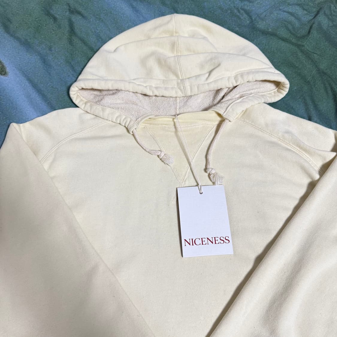 [L]나이스네스 NICENESS "CORGAN" 실크 크림 스웨트 후드 상품이미지8