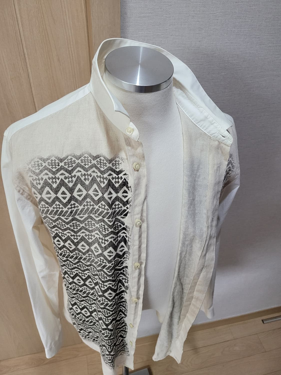 자라맨 ZARAMAN 에스닉 패턴 셔츠 105 화이트 상품이미지7