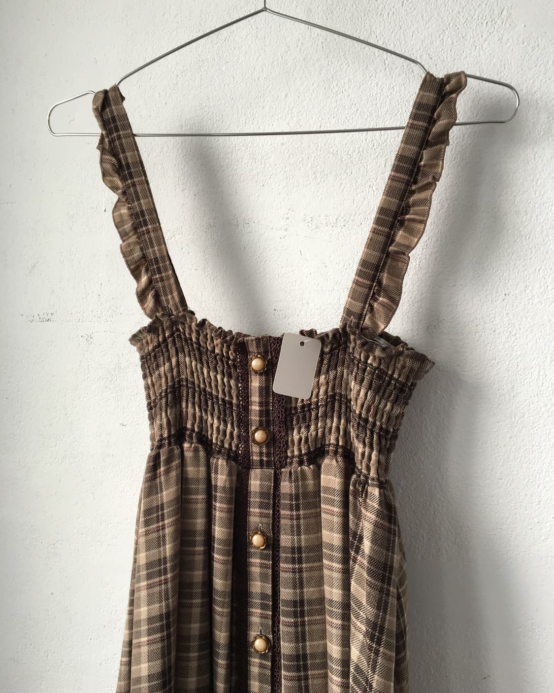 Lace trimming check pattern onepiece 상품이미지4