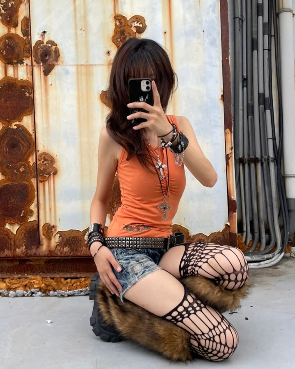 🎸오렌지 백 프린팅 슬리브리스🎸 상품이미지4