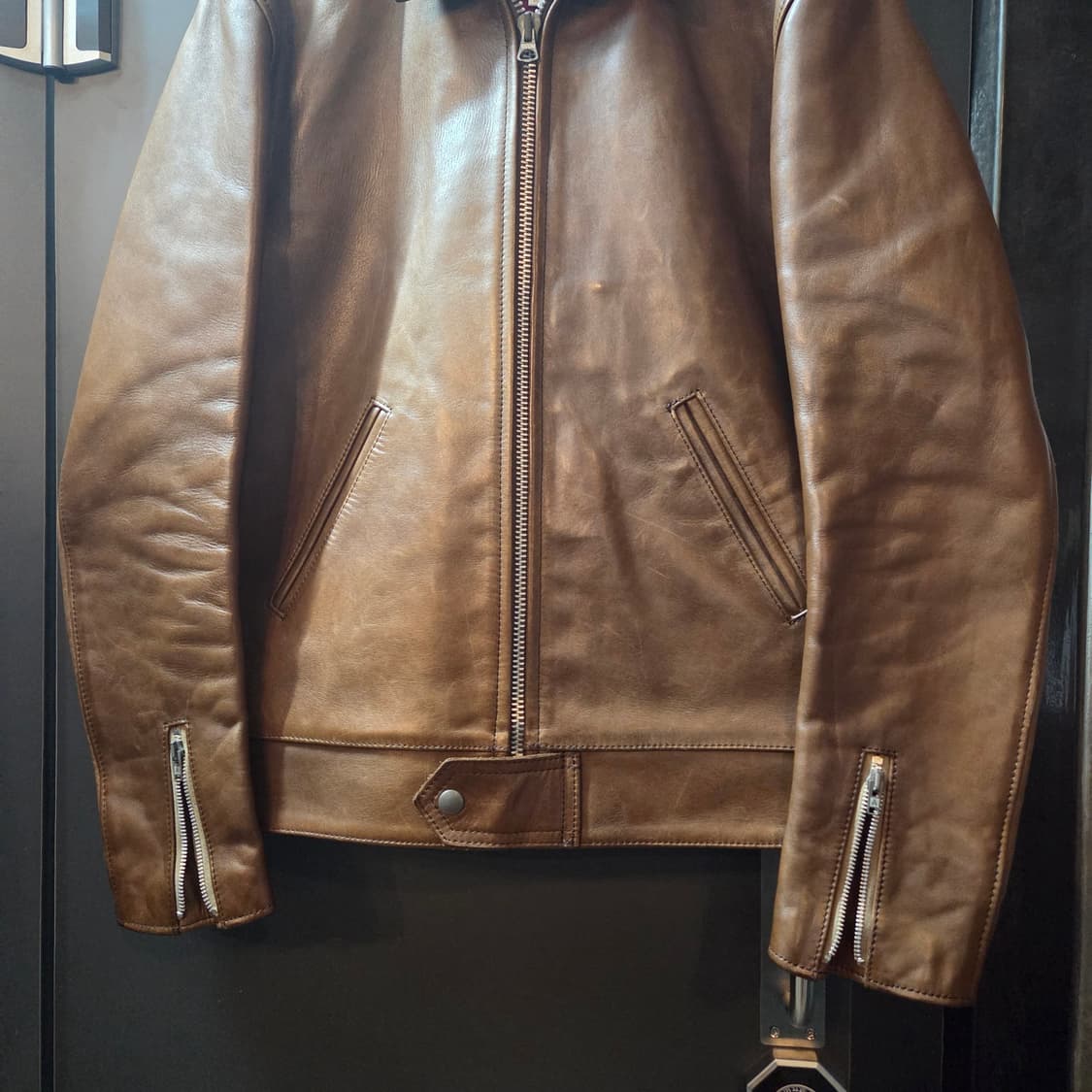 어딕트클로즈 ad-01 싱글 레더 자켓 호스하이드 브라운 (40) 상품이미지4