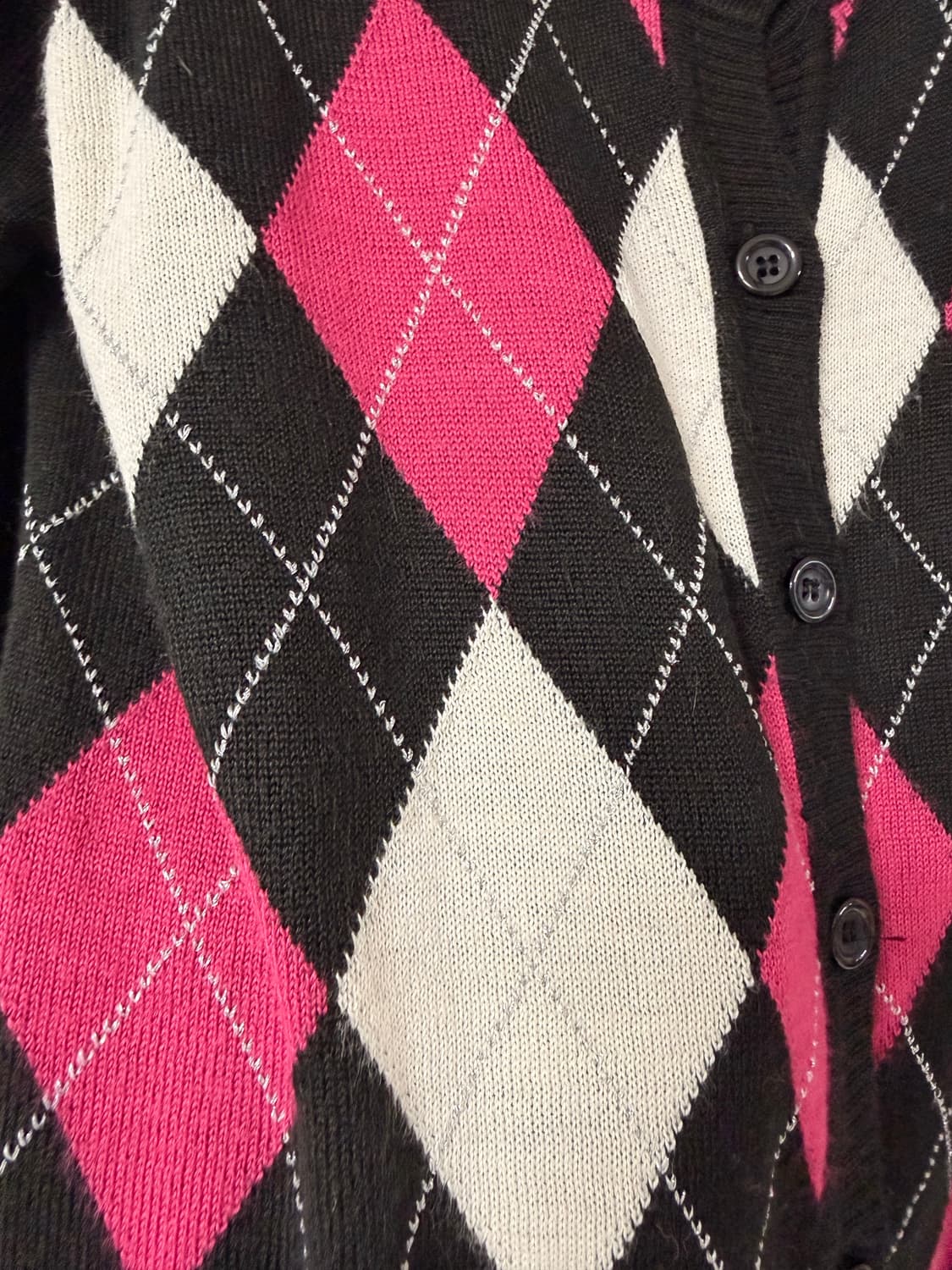 아가일 블랙 체크 가디건 상품이미지2