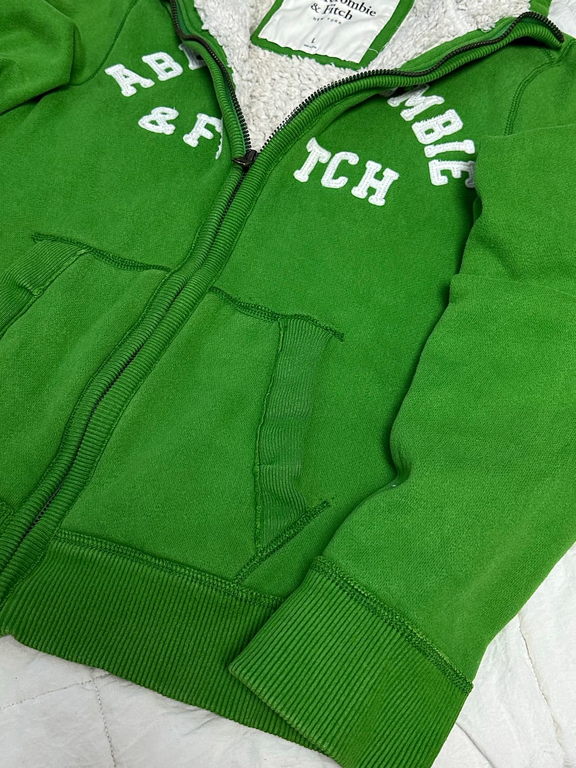 아베크롬비 양털 후드 집업 그린 라지  상품이미지6