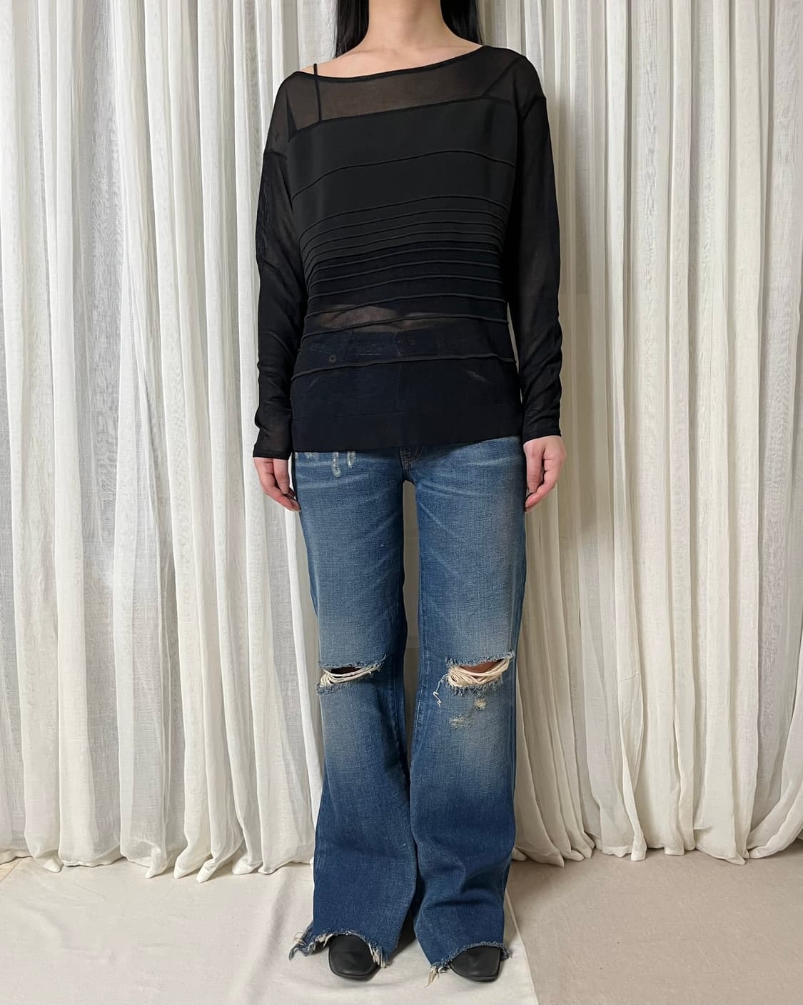 헬무트랭 시스루 패널 니트 탑 helmut lang  상품이미지3