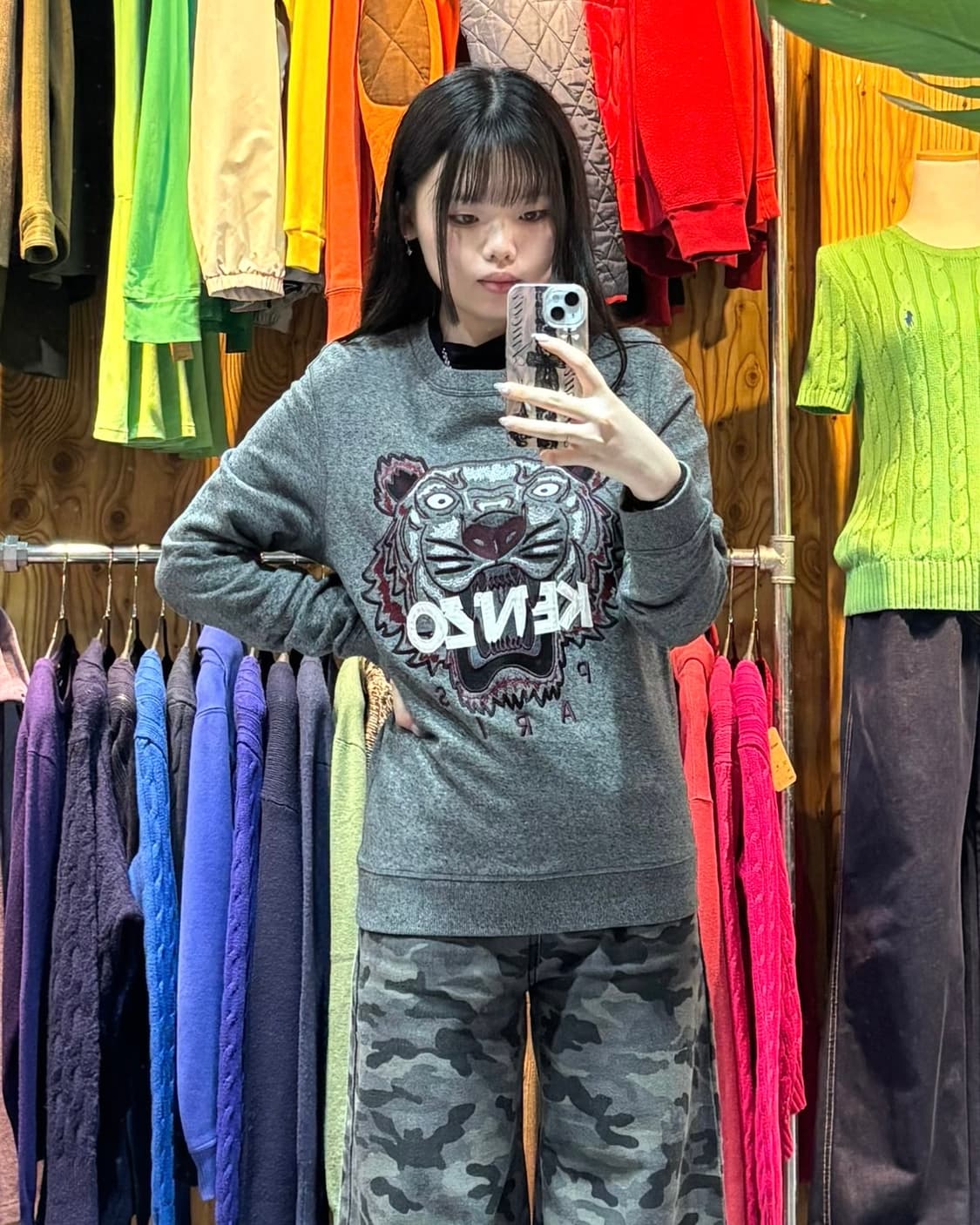 XS KENZO 겐조 타이거 자수패치 로고 맨투맨  상품이미지1