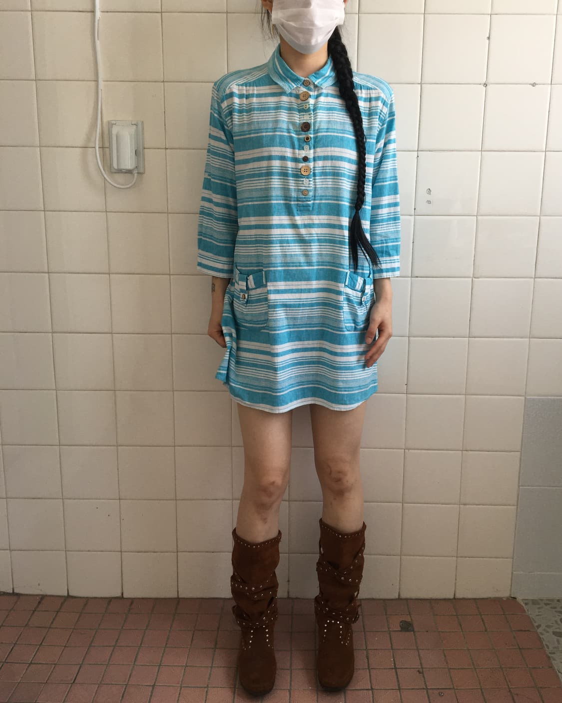 Button point stripe pattern shirt 상품이미지1