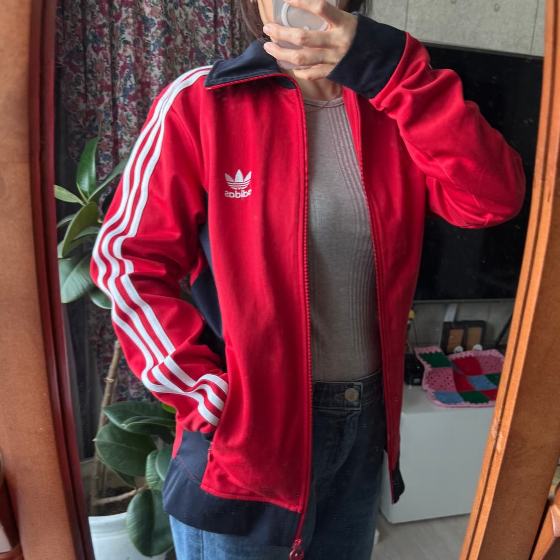 아디다스 레드 네이비배색 유로파 트랙탑져지 상품이미지3