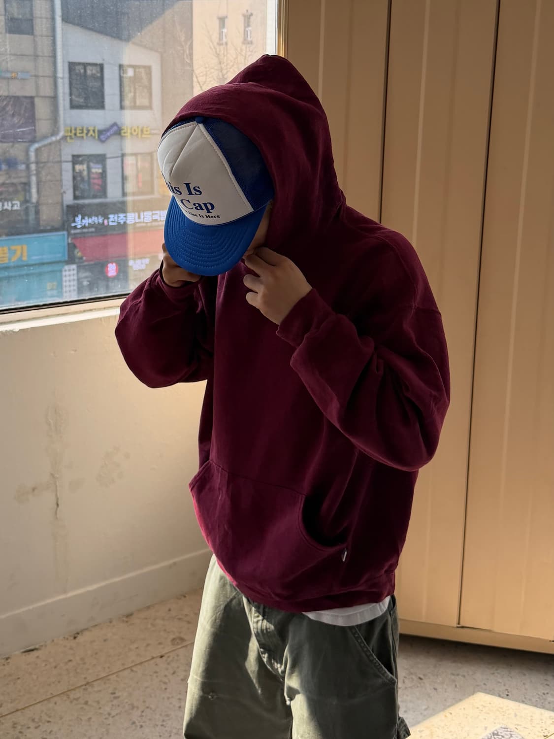 MADE IN USA 90‘s 러셀 후드티 버건디 상품이미지2