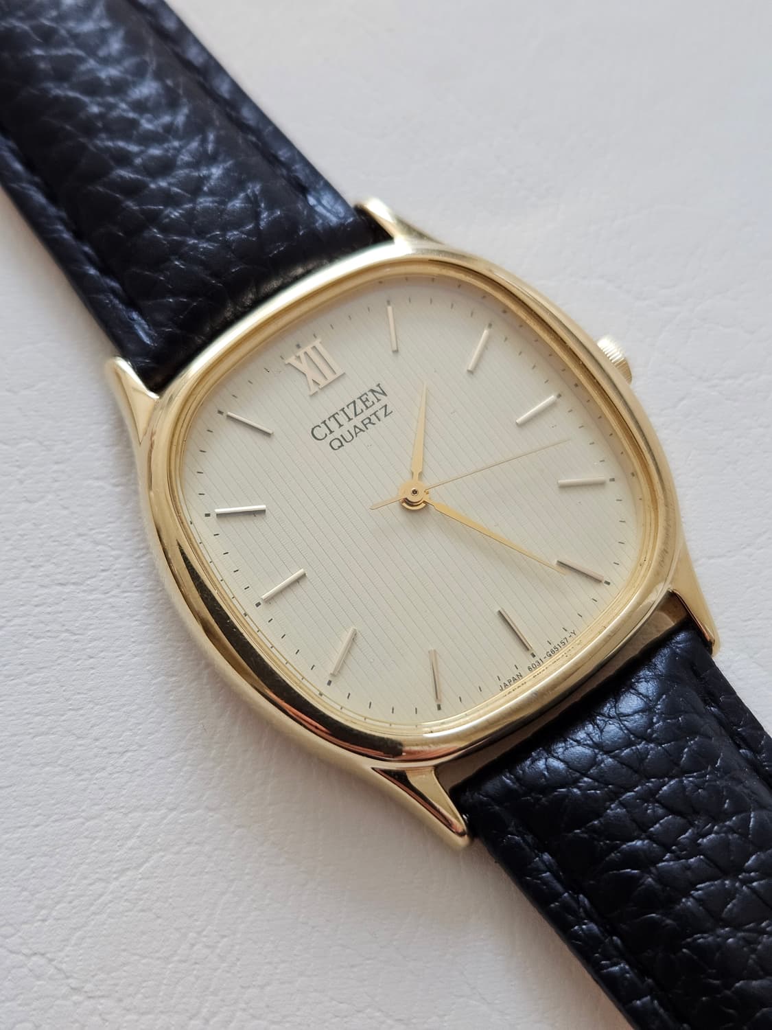 빈티지 시티즌 쿼츠 금장 가죽 시계 상품이미지1