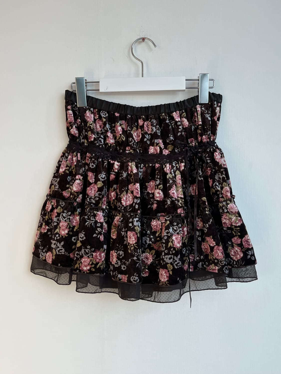 CHARMBERRYTIC 벨벳 플라워 스커트 상품이미지1