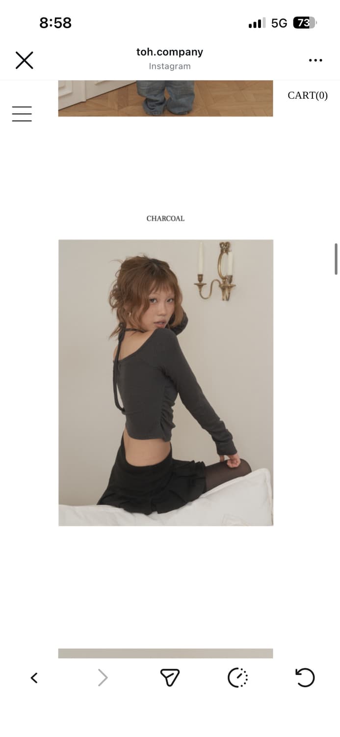 티오에이치 toh 로잘린 탑 차콜 새거 팝니다 상품이미지2