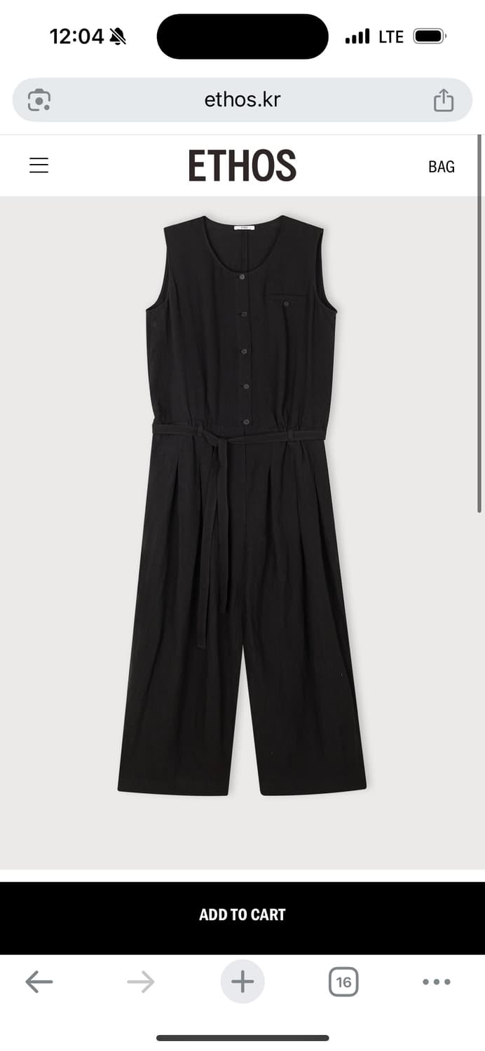 에토스 린넨 벨티드 점프슈트 블랙 상품이미지1