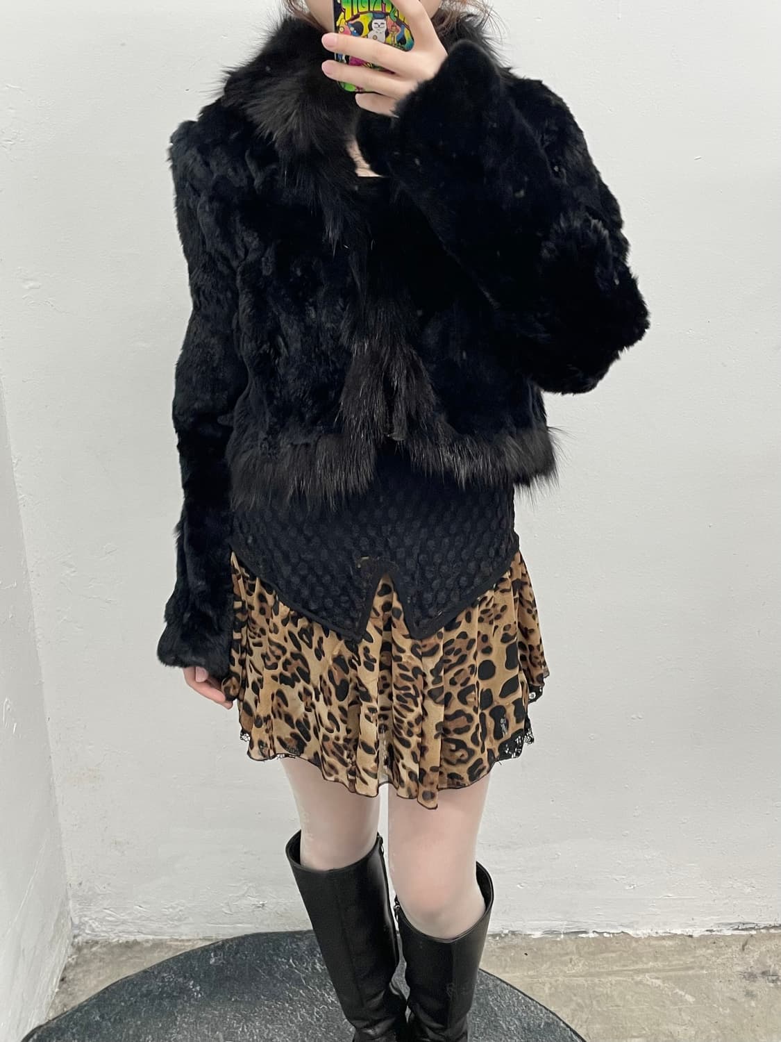 블랙 렉스 폭스 크롭 퍼자켓 상품이미지5