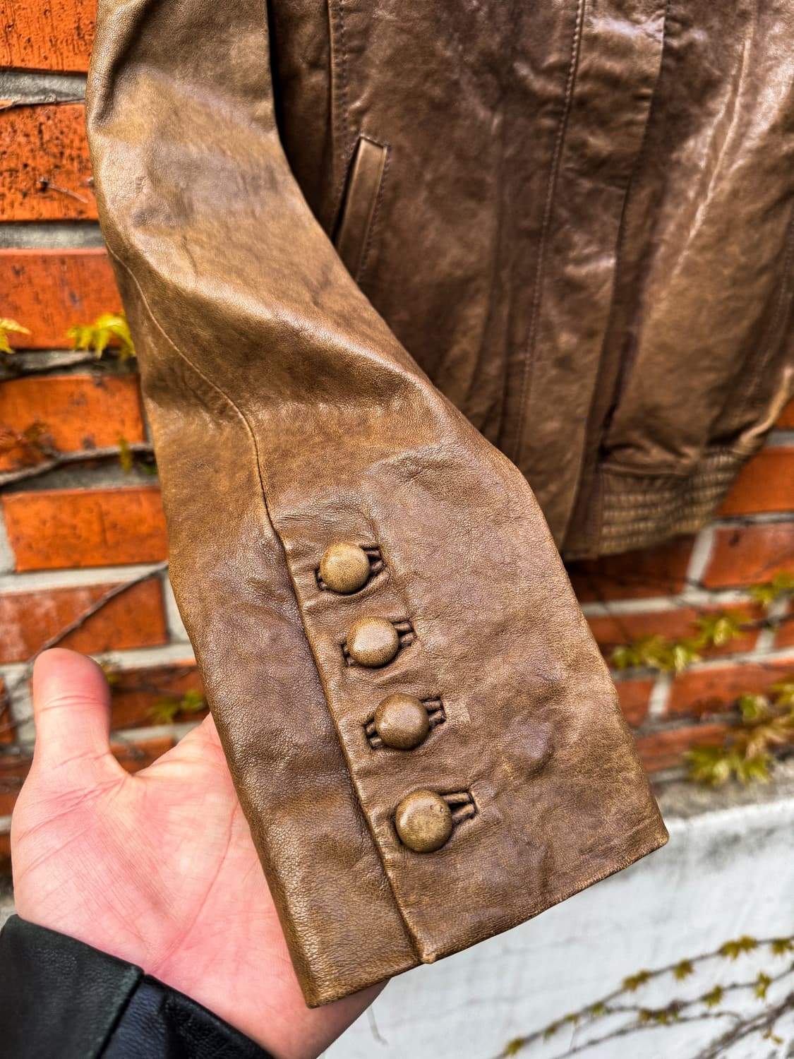 Vintage Brown Leather Zip Jacket  상품이미지6