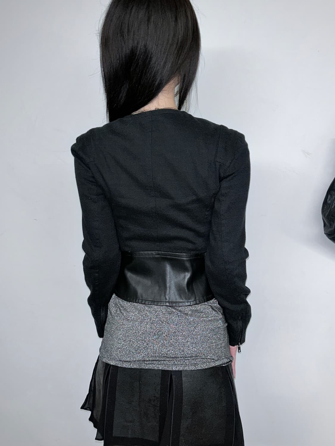 deadstock* 아르마니 사선 지퍼 트위드 크롭 자켓 상품이미지3