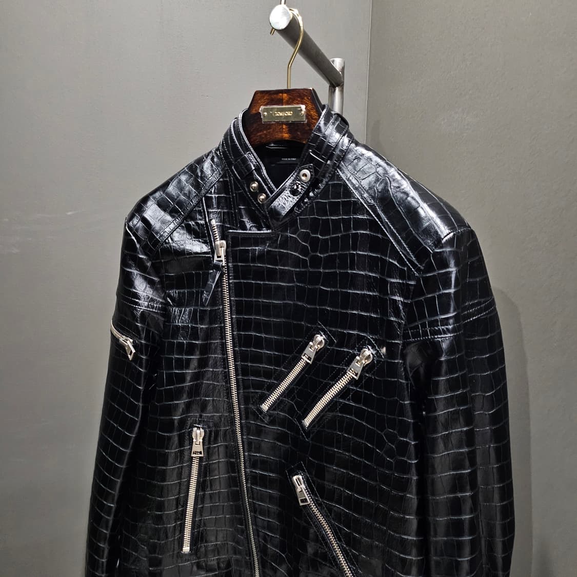 (국내1피스)톰포드 크록이펙트 바이커레더지퍼 가죽자켓 상품이미지2