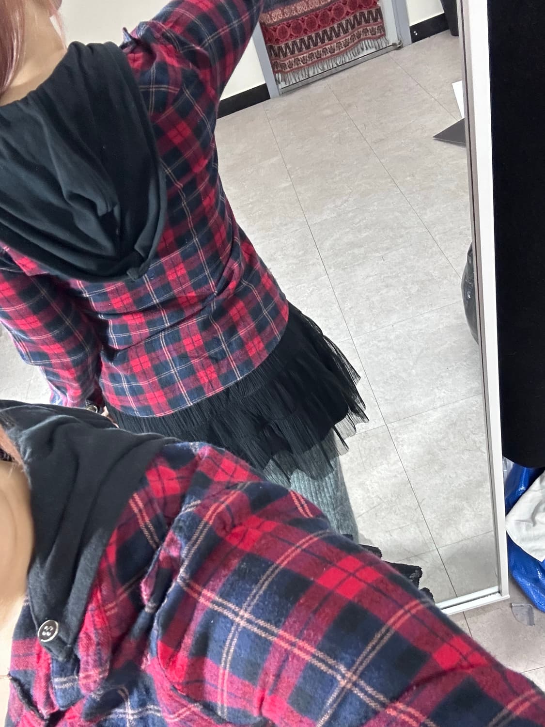 sky bomber check hood shirt 상품이미지3