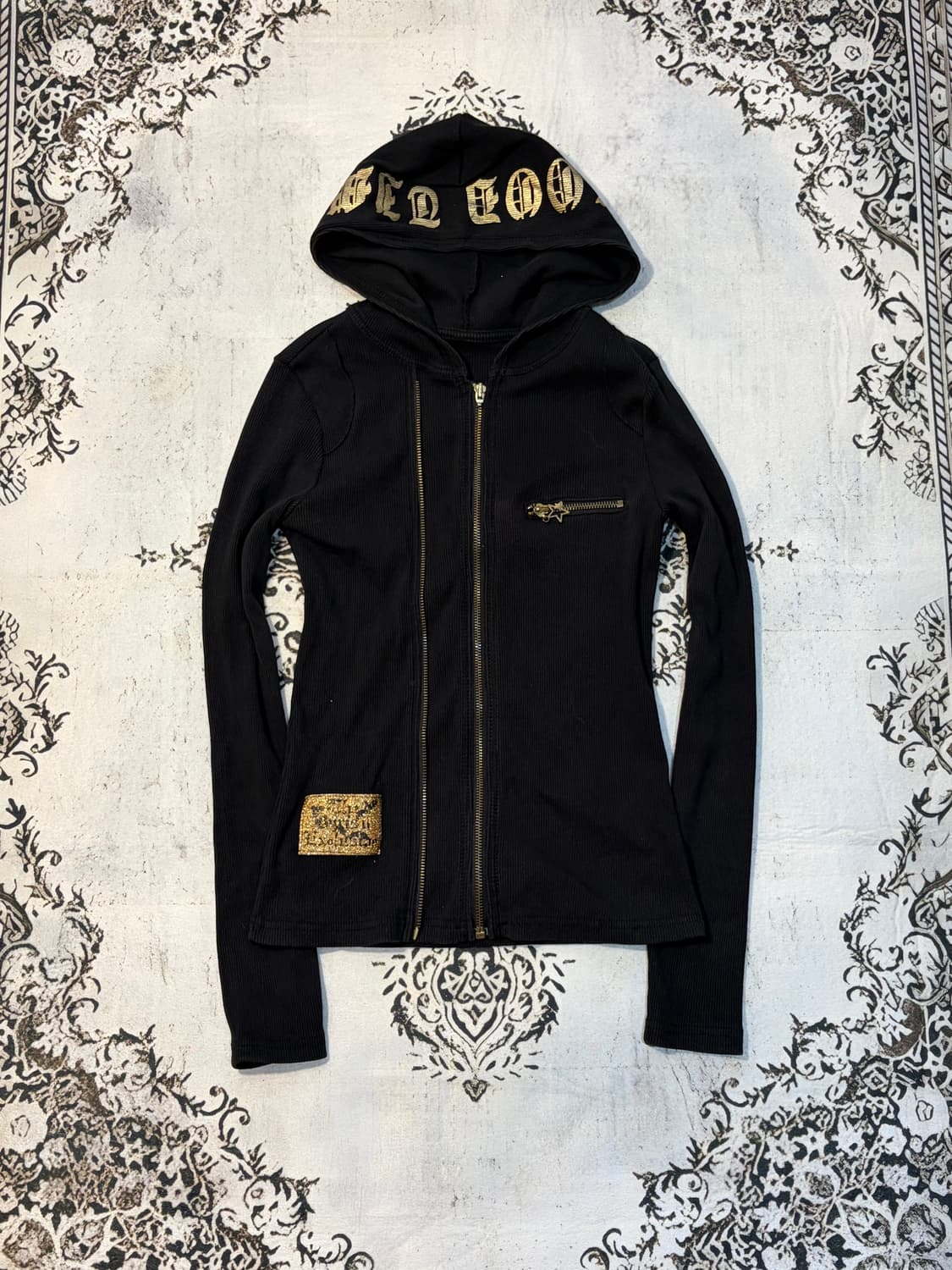 Y2K Punk gold Layered hoodie-zip up 상품이미지1