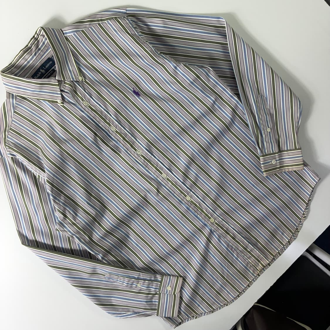 Polo  폴로 랄프로렌 자수 코튼 그린 스트라이프 셔츠  상품이미지2