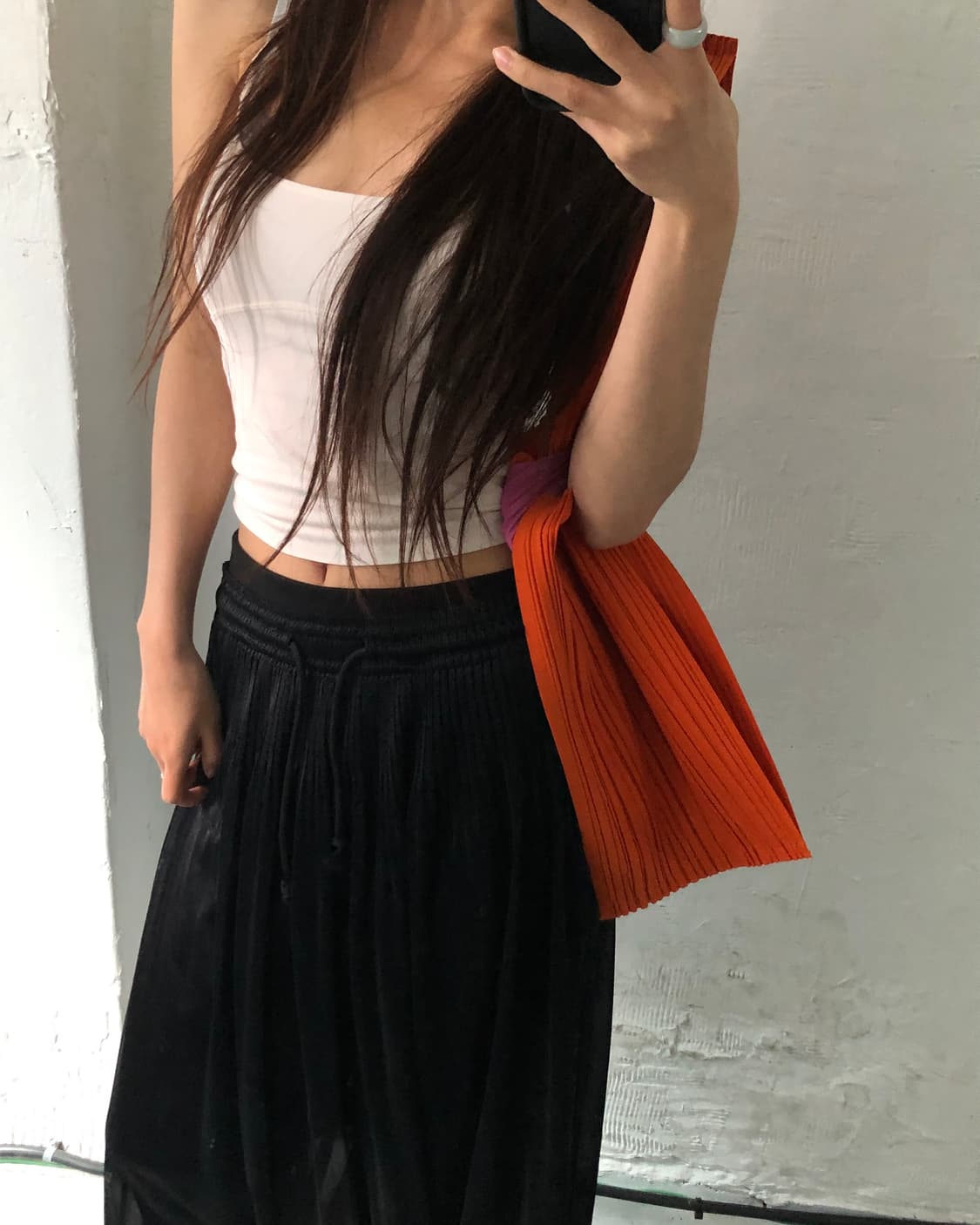 Issey Miyake 이세이미야케 오렌지 라벤더 컬러 플리츠 백 상품이미지4