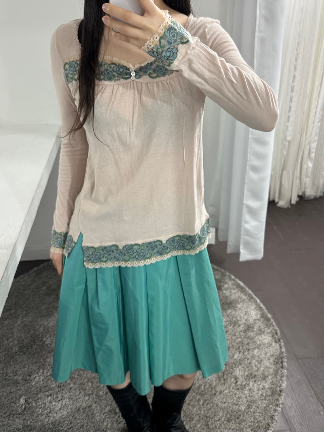 mint pleats skirt 상품이미지2