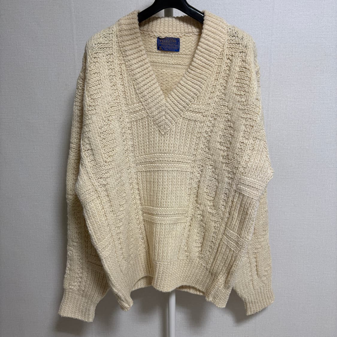 펜들턴 Made in USA 퓨어 버진 울 피셔맨 니트 / 베이지, L 상품이미지1