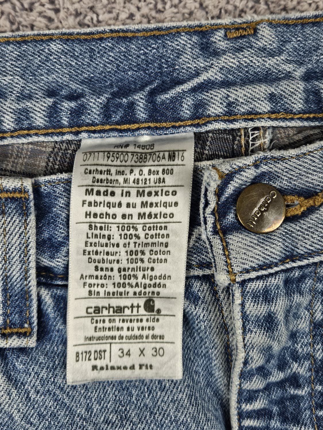 칼하트 헤비 플란넬 데님 워크 팬츠 ( 34 X 30 )/ 10376 상품이미지8