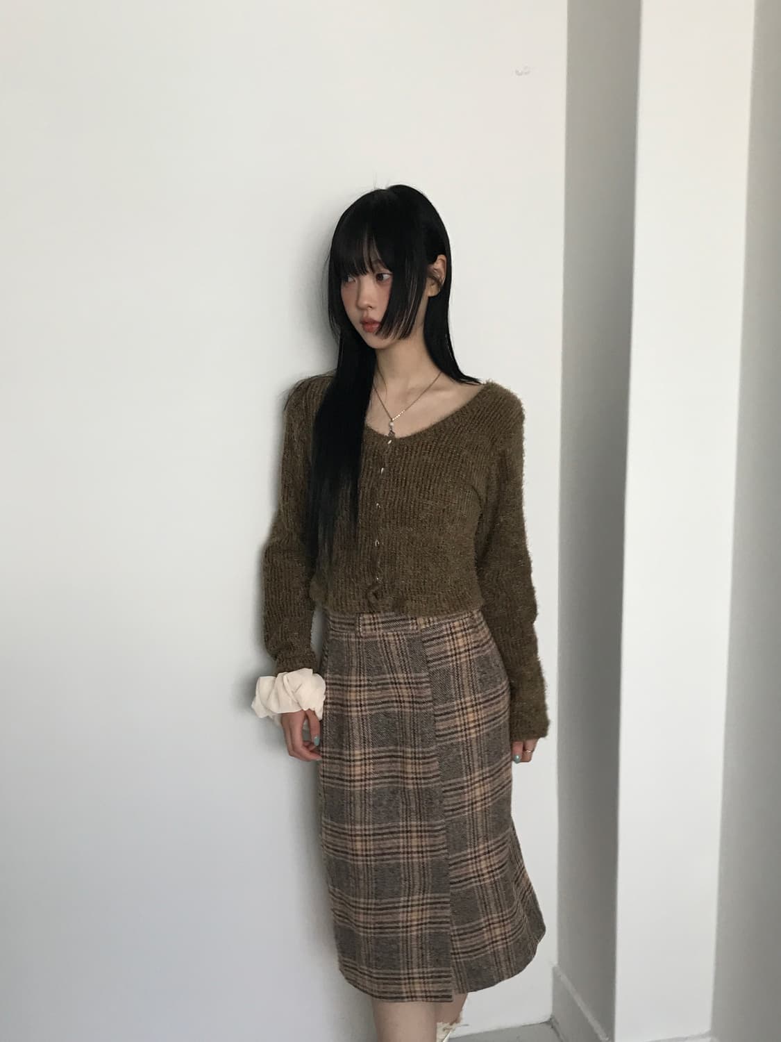 Check slit skirt 상품이미지5