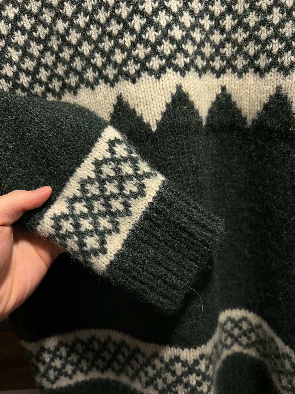 [L]BEAMS 빔즈 플러스 그린 버드아이 패턴 울 니트 상품이미지4