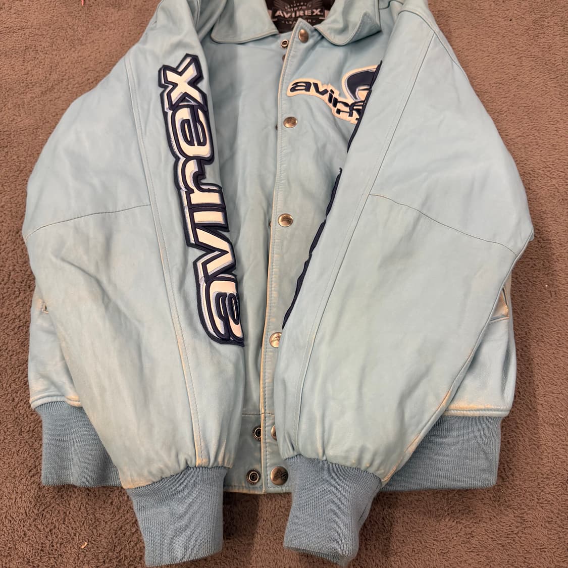 [ 정품/L ] 아비렉스 빈티지 바시티 레더 가죽 자켓 상품이미지7