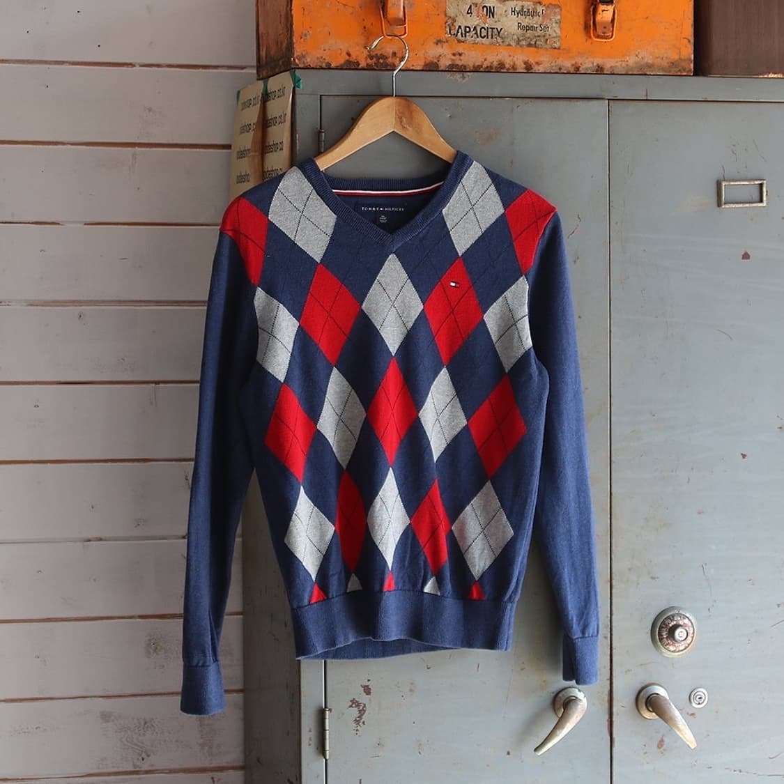 TOMMY HILFIGER 아가일 브이넥 니트 (90) 상품이미지2