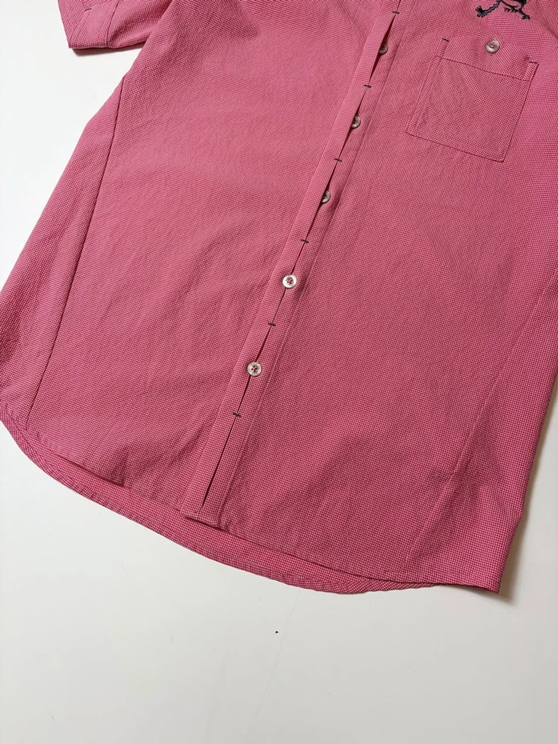 오클리 스컬 라인 핑크 체크 반팔 셔츠 PN9571 상품이미지4